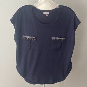 Kiss & Cry Size L (fits like M-L) Navy Blue Women's Top Sleeveless Round Neck